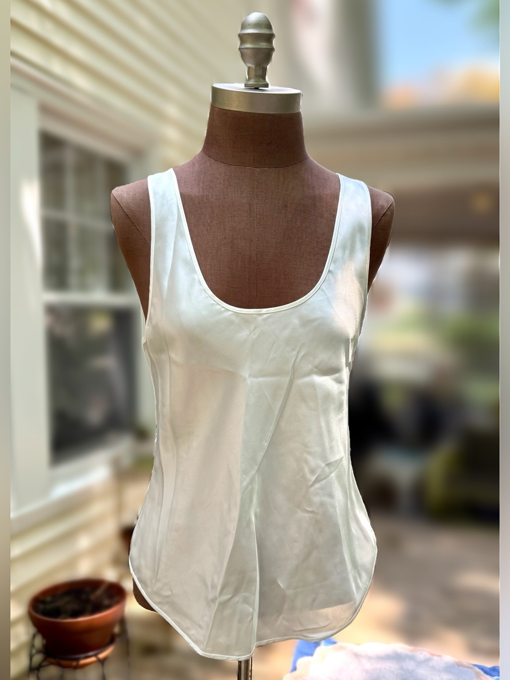 Satin Top 2 Looks, One Blouse. Either V - Neck or Scoop Neck.